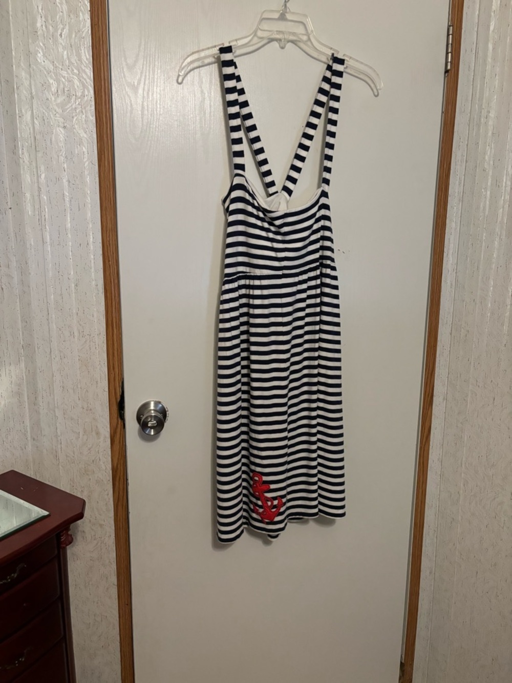 Vineyard Vines Navy and White Striped Sundress with Red Anchor